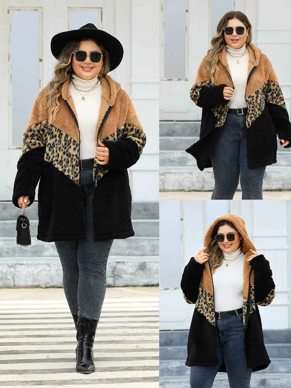 Vinterspecial til oversized mode | Tricolor marmoreret jakke med kashmir-look