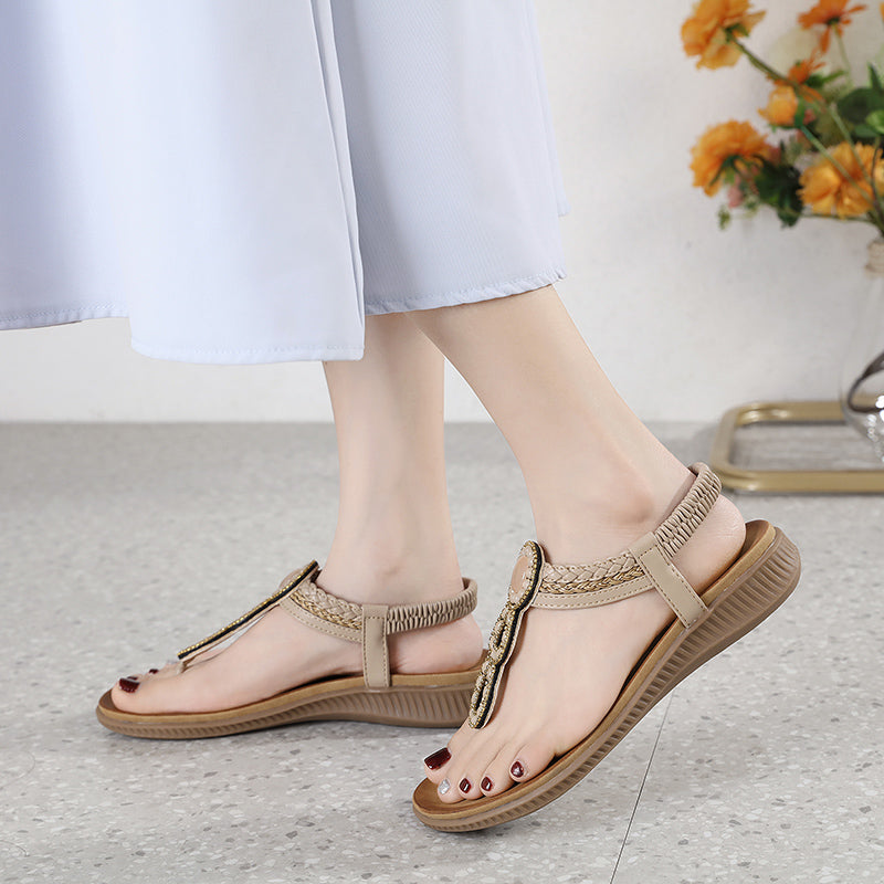 Mode-voraus x SIKETU Boho-Chic Sandalen mit Strasssteinen