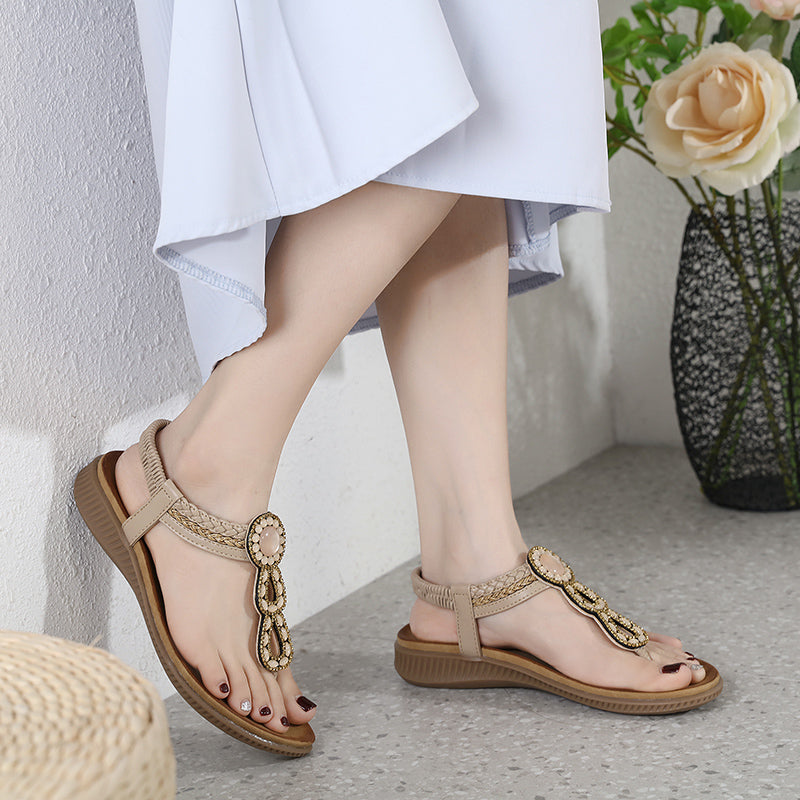 Mode-voraus x SIKETU Boho-Chic Sandalen mit Strasssteinen
