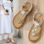 Mode-voraus x SIKETU Boho-Chic Sandalen mit Strasssteinen