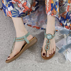 Mode-voraus x SIKETU Boho-Chic Sandalen mit Strasssteinen