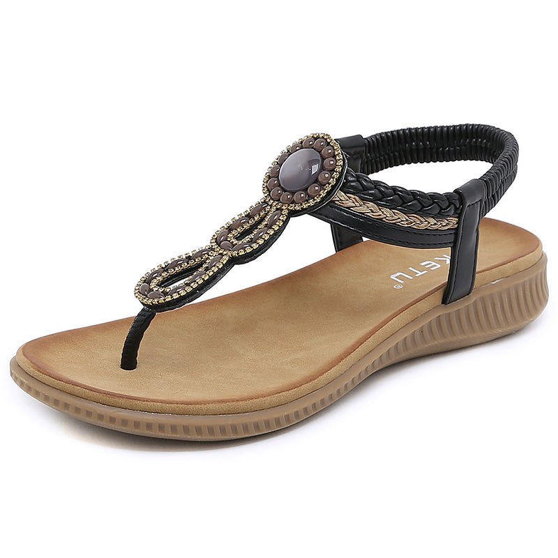 Mode-voraus x SIKETU Boho-Chic Sandalen mit Strasssteinen