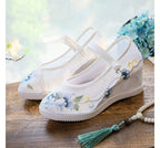 Pointed Embroidered Jane Mary Shoes Wedge