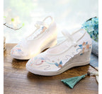 Pointed Embroidered Jane Mary Shoes Wedge