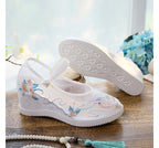 Pointed Embroidered Jane Mary Shoes Wedge