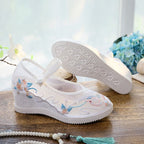 Pointed Embroidered Jane Mary Shoes Wedge