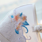 Pointed Embroidered Jane Mary Shoes Wedge