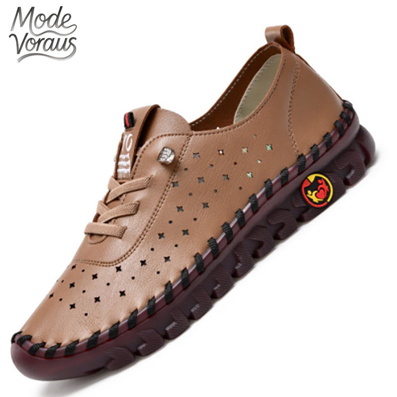 Mode-Voraus Bequeme Freizeit-Flachschuhe mit Handnaht und weicher Sohle