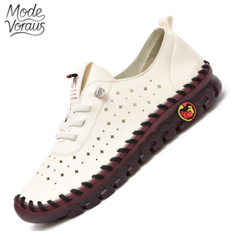 Mode-Voraus Bequeme Freizeit-Flachschuhe mit Handnaht und weicher Sohle