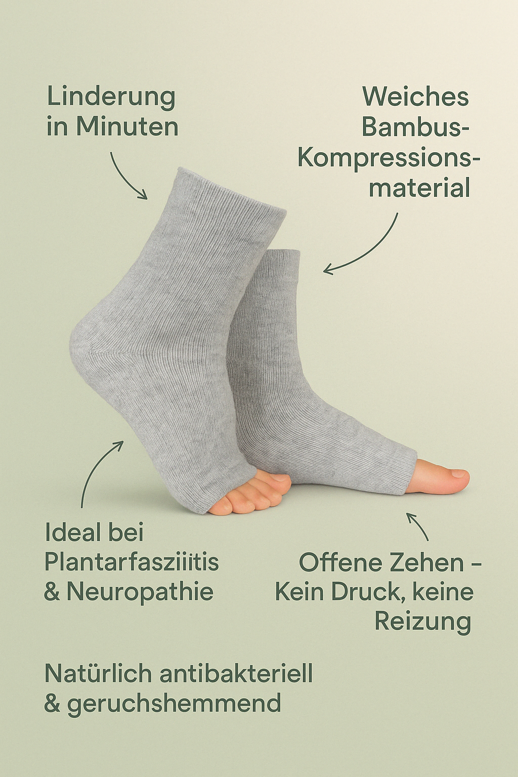 BambooFit Kompressionsstrümpfe – Natürliche Linderung bei schmerzenden Füßen, hochwertige Bambusfasern