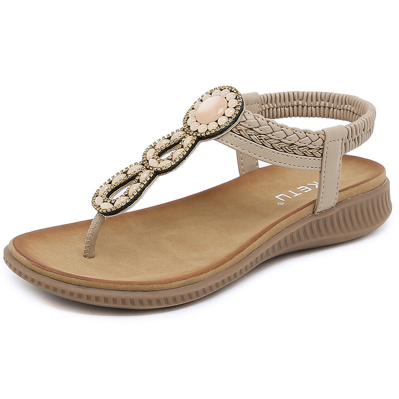 Mode-voraus x SIKETU Boho-Chic Sandalen mit Strasssteinen
