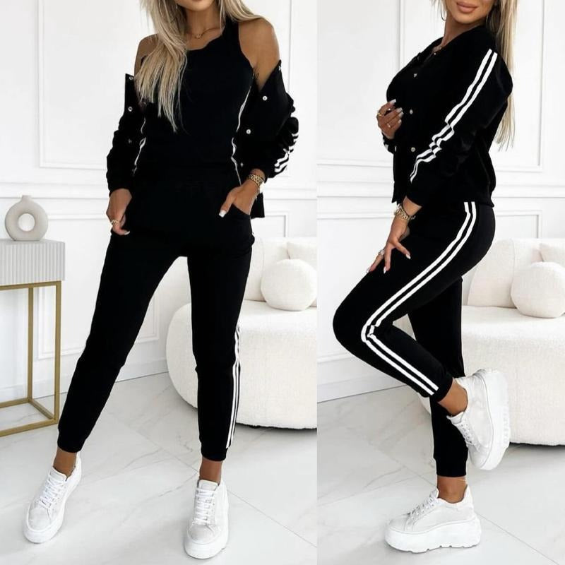 Dreiteiliges Set aus Baseballjacke & hose für Damen💞