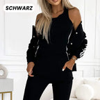 Dreiteiliges Set aus Baseballjacke & hose für Damen💞