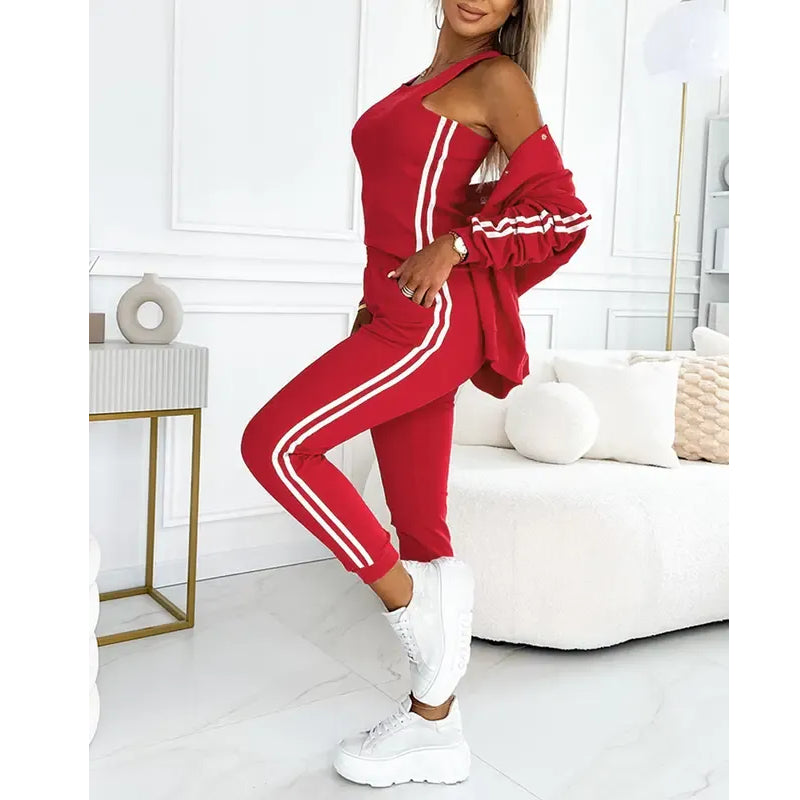 Dreiteiliges Set aus Baseballjacke & hose für Damen💞