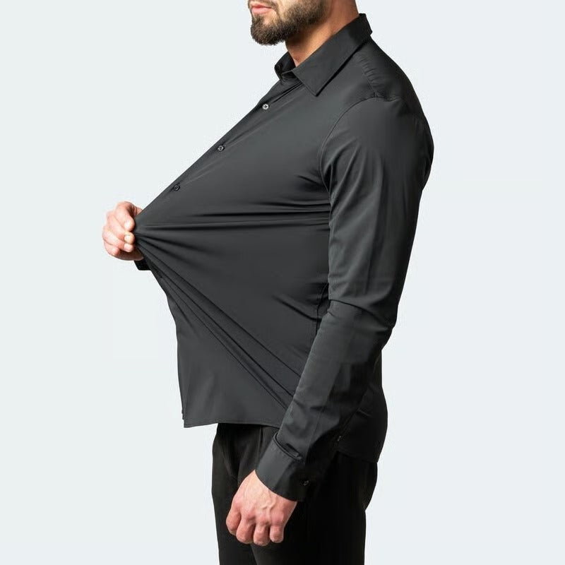 Herren Langarmhemd mit Vier-Wege-Stretch - knitterarm & pflegeleicht