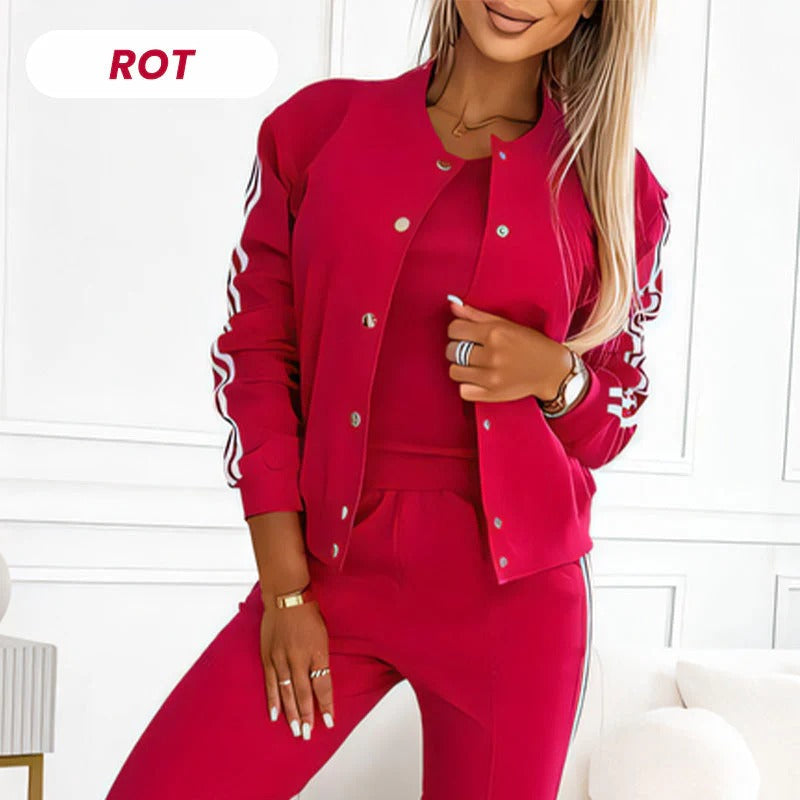Dreiteiliges Set aus Baseballjacke & hose für Damen💞