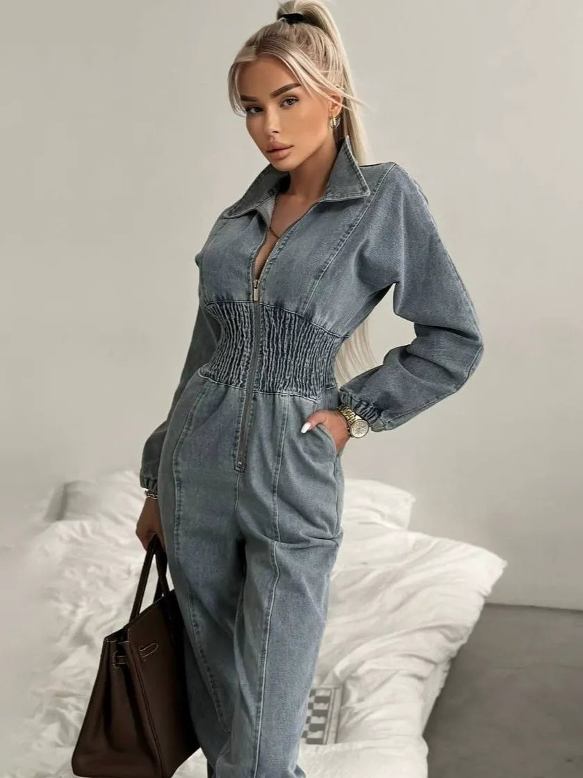 Retro-Denim Overall mit Taillenbetonung (Overall / Kombi)