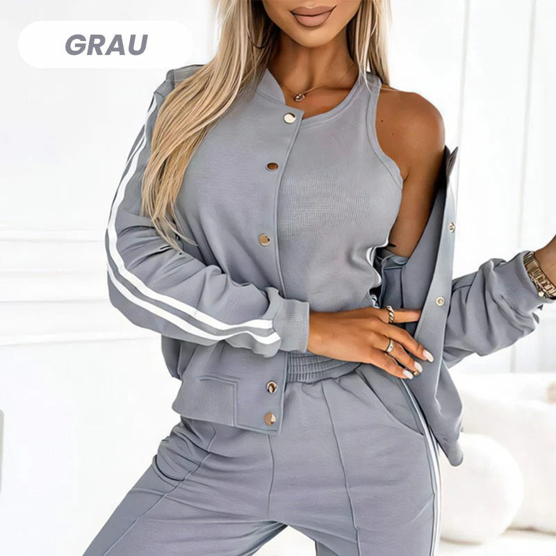 Dreiteiliges Set aus Baseballjacke & hose für Damen💞
