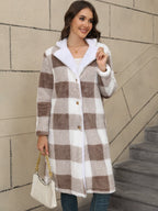Retro Langschaftjacke mit Kapuze im Zweifarben-Karo