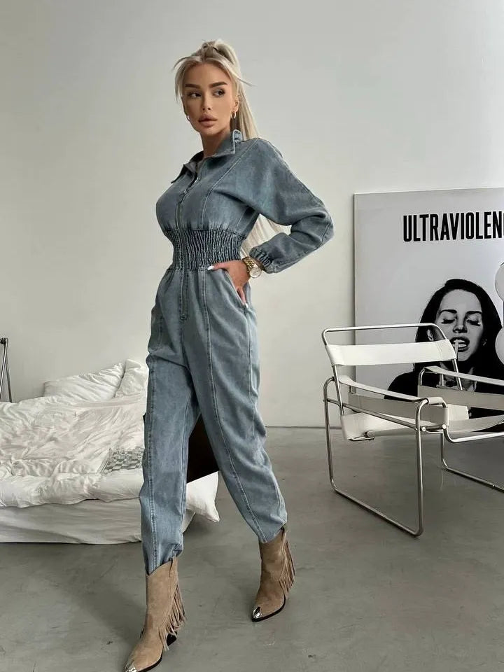 Retro-Denim Overall mit Taillenbetonung (Overall / Kombi)
