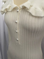 【Sanfte Stimmungsträgerin】Französisches Rüschen-Jerseykleid