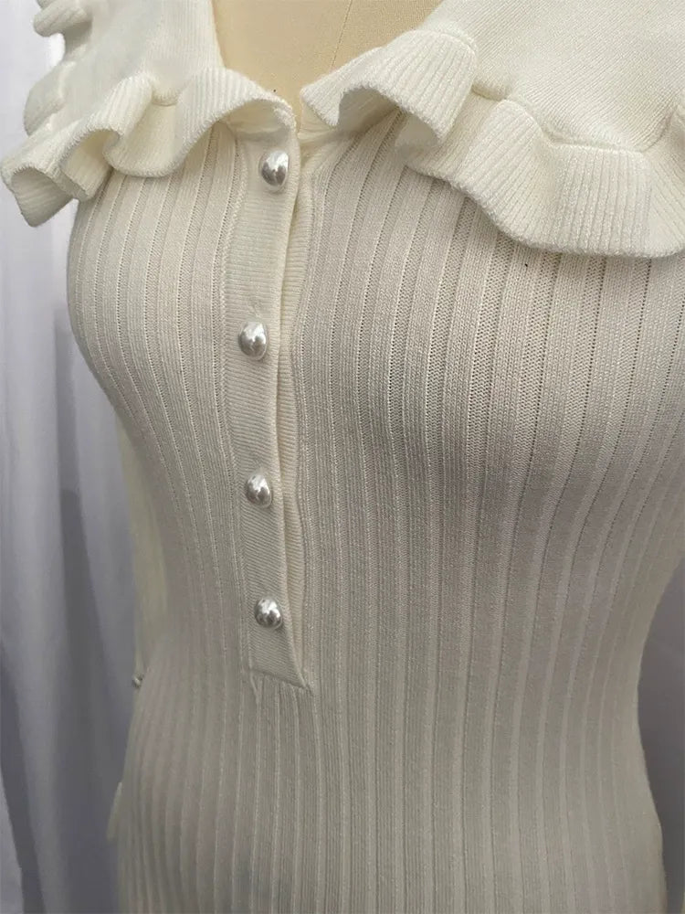 【Sanfte Stimmungsträgerin】Französisches Rüschen-Jerseykleid