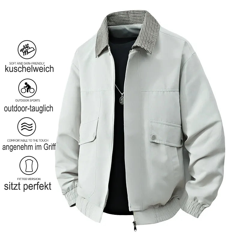Kontrast-Farben Karo-Jacke Herren mit Klappenkragen | Utility-Stil | Neuheit Herbst/Winter