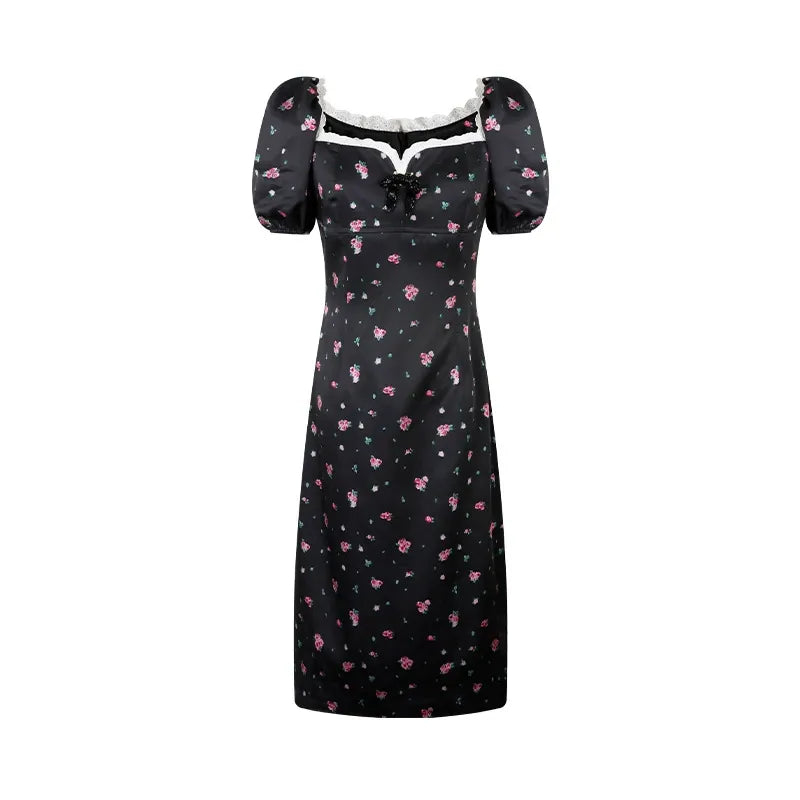 Retro-Blumenkleid im französischen Chic