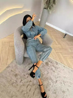 Retro-Denim Overall mit Taillenbetonung (Overall / Kombi)