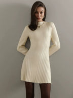 Rippstrick-Kleid mit Stehkragen
