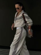 Farbkontrast-Sportset (Langarm-Jacket &amp; Weite Hose)
