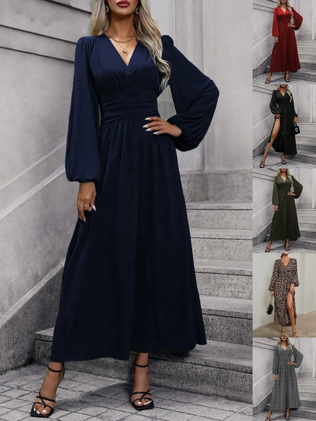 Französisches V-Ausschnitt-Kleid mit Taillenbetonung | Eleganz neu definiert, ein Kleid – viele Looks