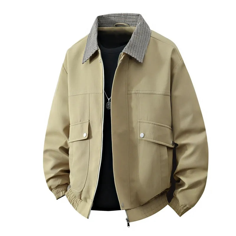 Kontrast-Farben Karo-Jacke Herren mit Klappenkragen | Utility-Stil | Neuheit Herbst/Winter