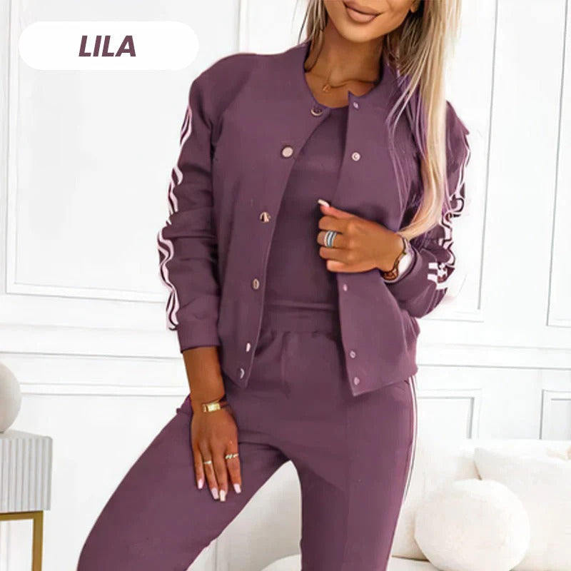 Dreiteiliges Set aus Baseballjacke & hose für Damen💞