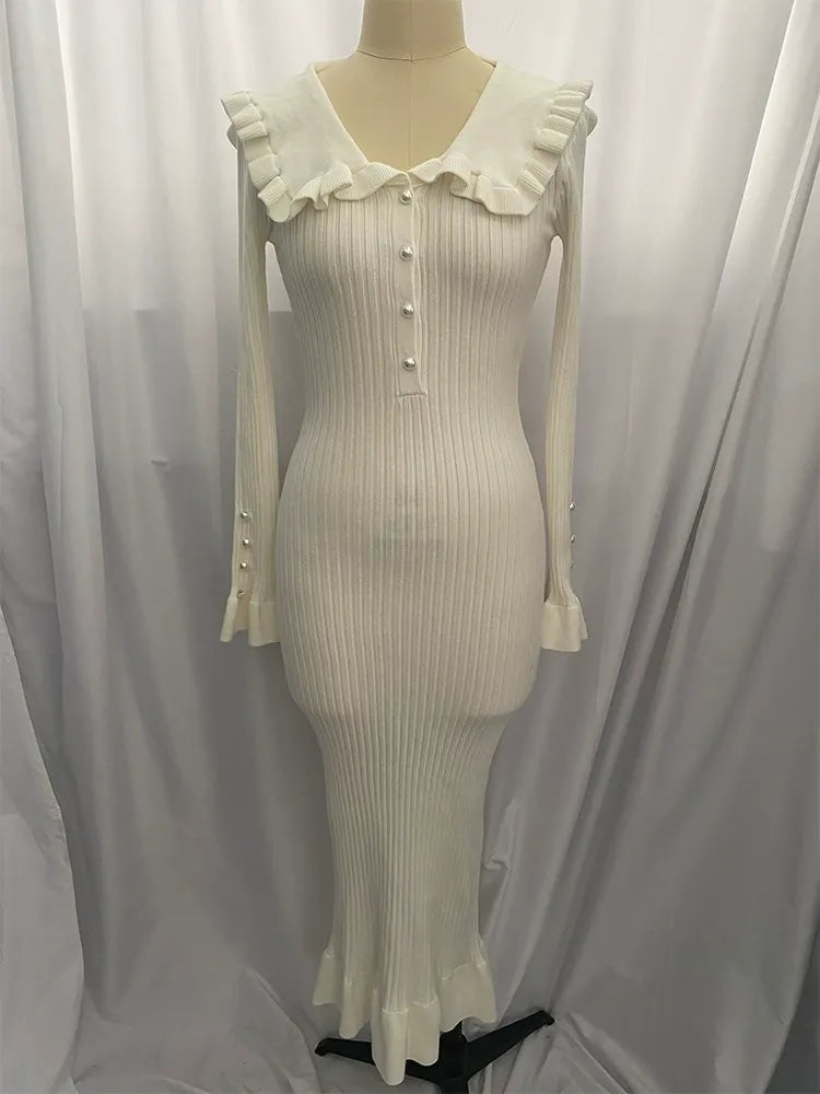 【Sanfte Stimmungsträgerin】Französisches Rüschen-Jerseykleid