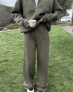 Mode Kapuzenpulli & Hose Set - Halbgeknöpft, Bequem & Oversized