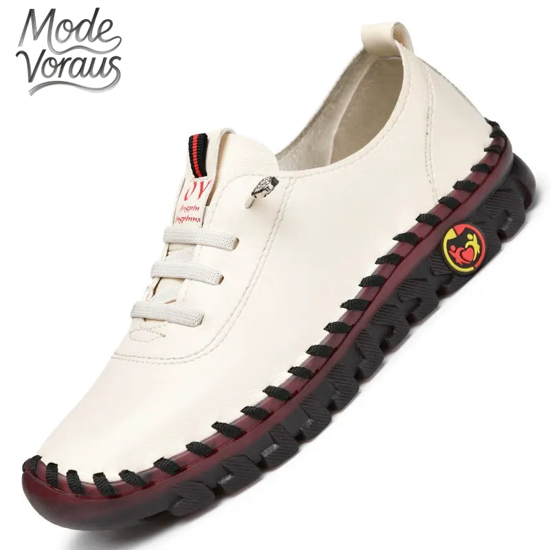 Mode-Voraus Bequeme Freizeit-Flachschuhe mit Handnaht und weicher Sohle