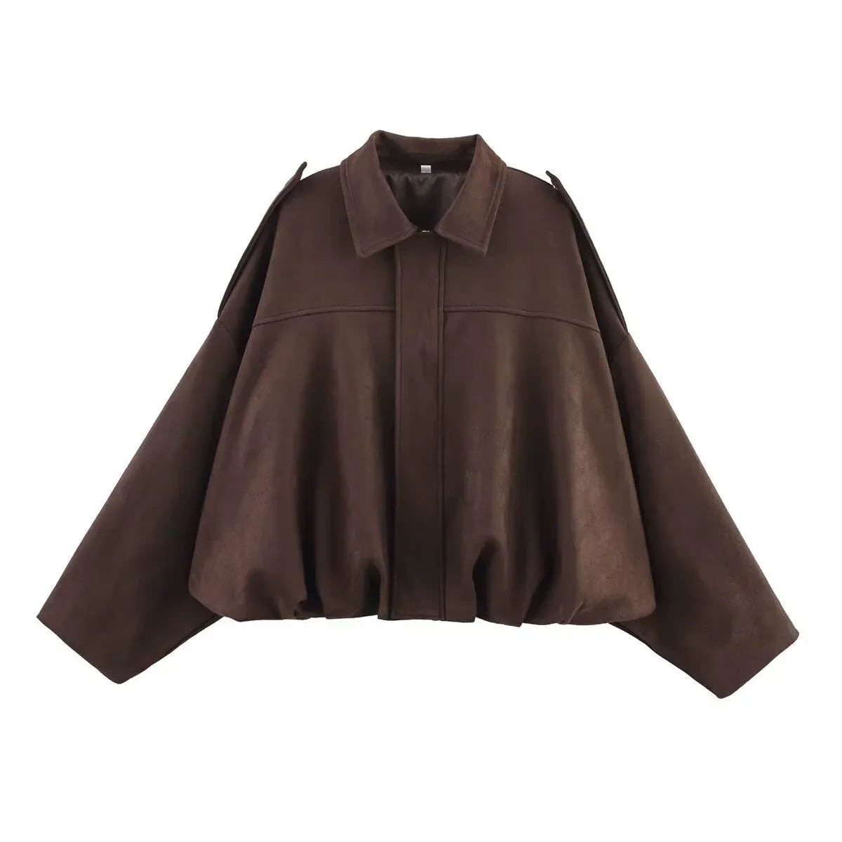 Baseballjacke mit Umlegekragen in Wildlederoptik