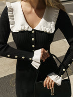 【Sanfte Stimmungsträgerin】Französisches Rüschen-Jerseykleid
