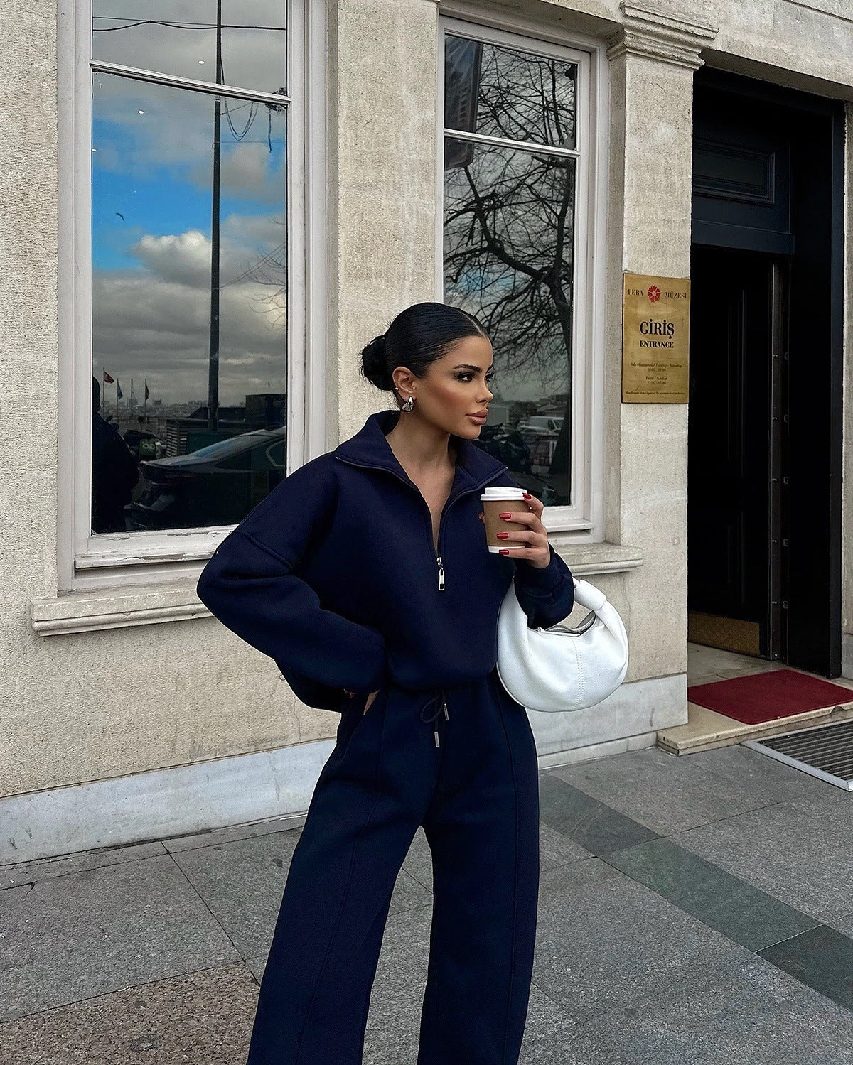 Mode Kapuzenpulli & Hose Set - Halbgeknöpft, Bequem & Oversized