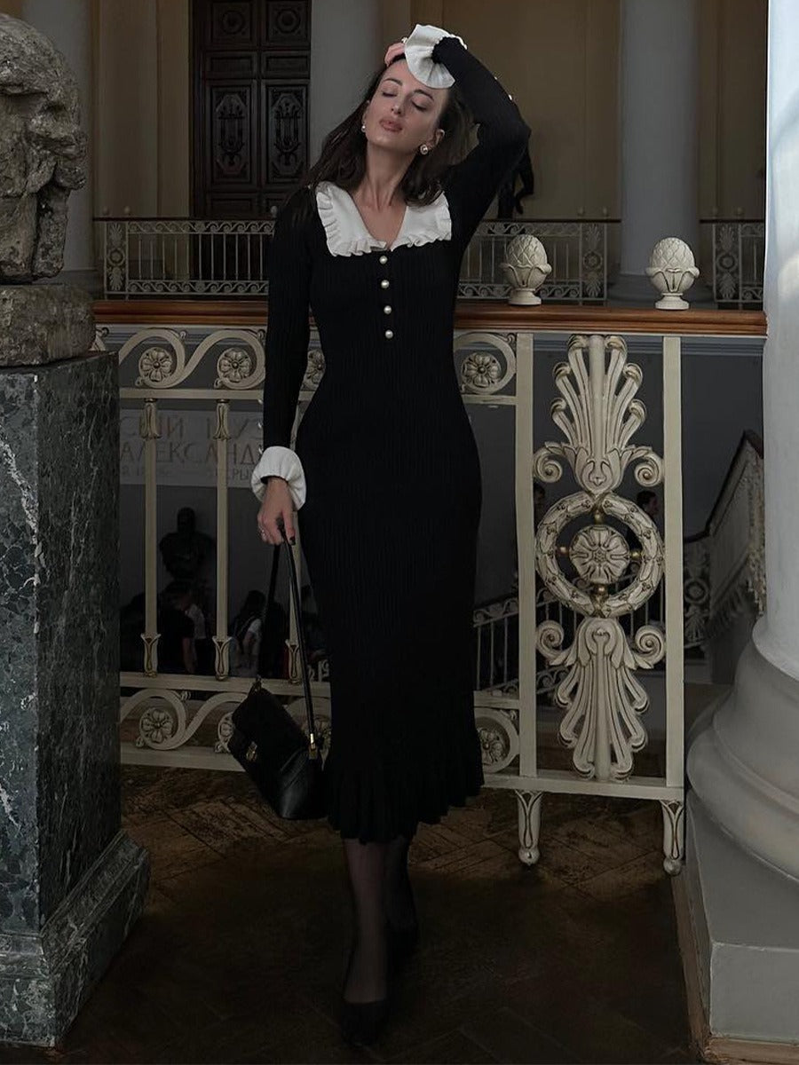 【Sanfte Stimmungsträgerin】Französisches Rüschen-Jerseykleid