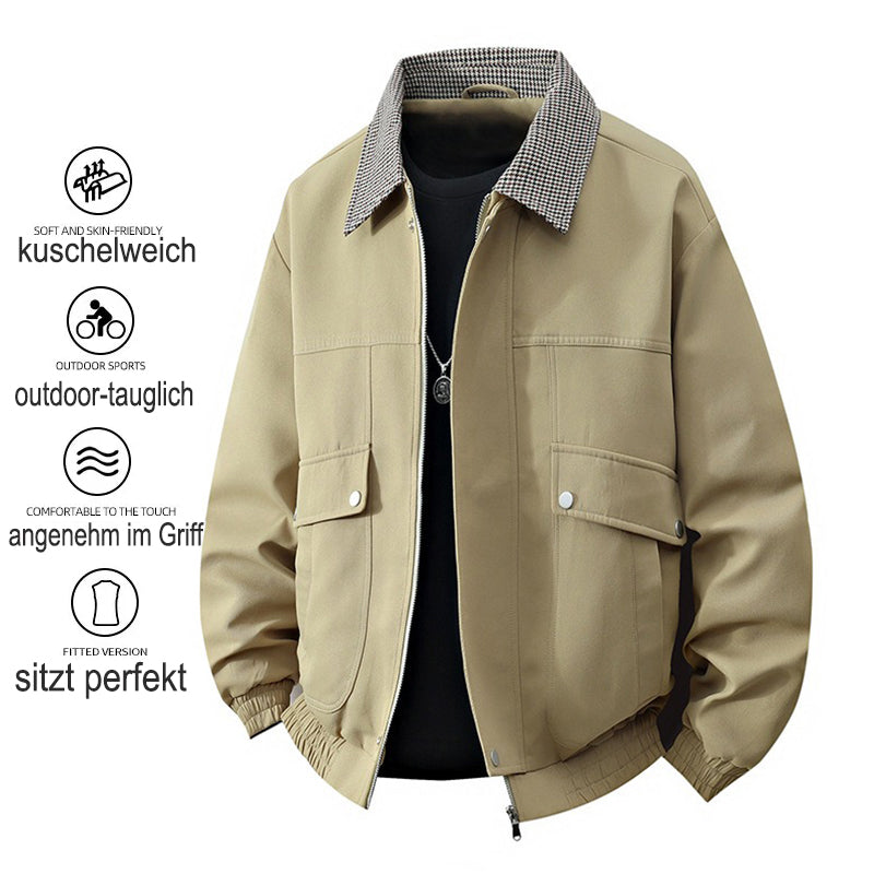 Kontrast-Farben Karo-Jacke Herren mit Klappenkragen | Utility-Stil | Neuheit Herbst/Winter