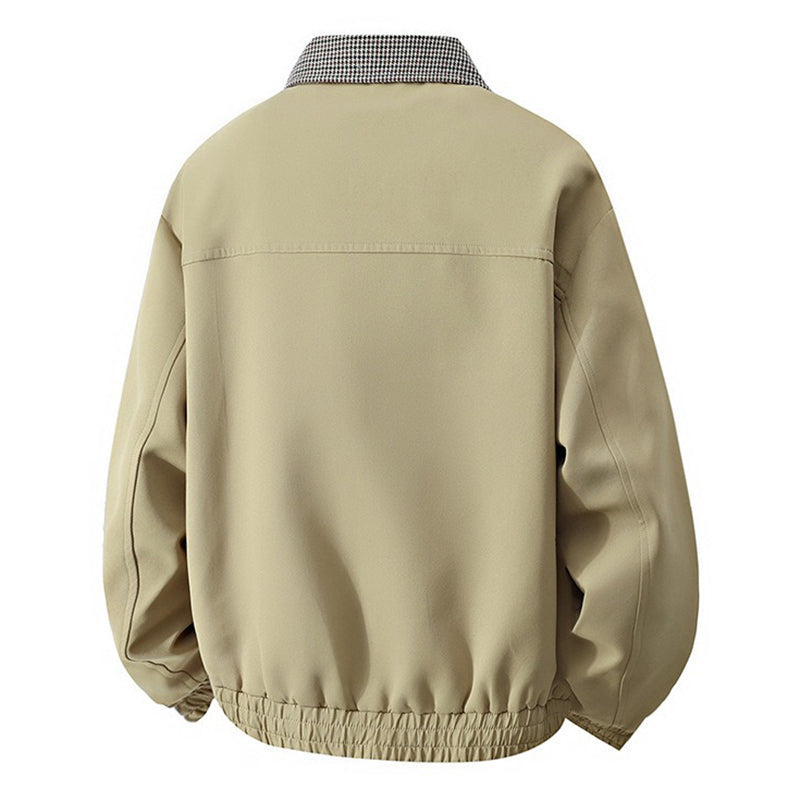 Kontrast-Farben Karo-Jacke Herren mit Klappenkragen | Utility-Stil | Neuheit Herbst/Winter