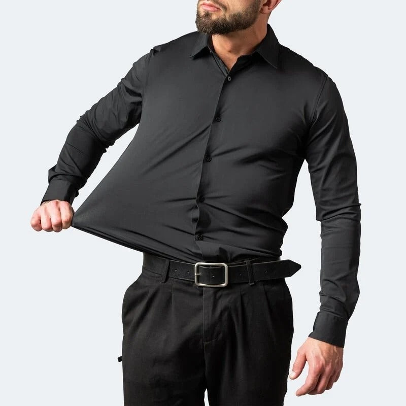 Herren Langarmhemd mit Vier-Wege-Stretch - knitterarm & pflegeleicht