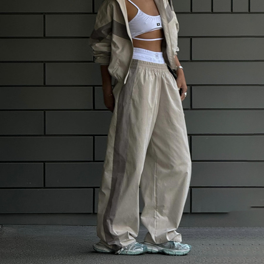 Farbkontrast-Sportset (Langarm-Jacket &amp; Weite Hose)