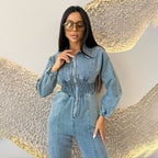 Retro-Denim Overall mit Taillenbetonung (Overall / Kombi)