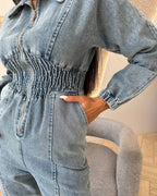 Retro-Denim Overall mit Taillenbetonung (Overall / Kombi)