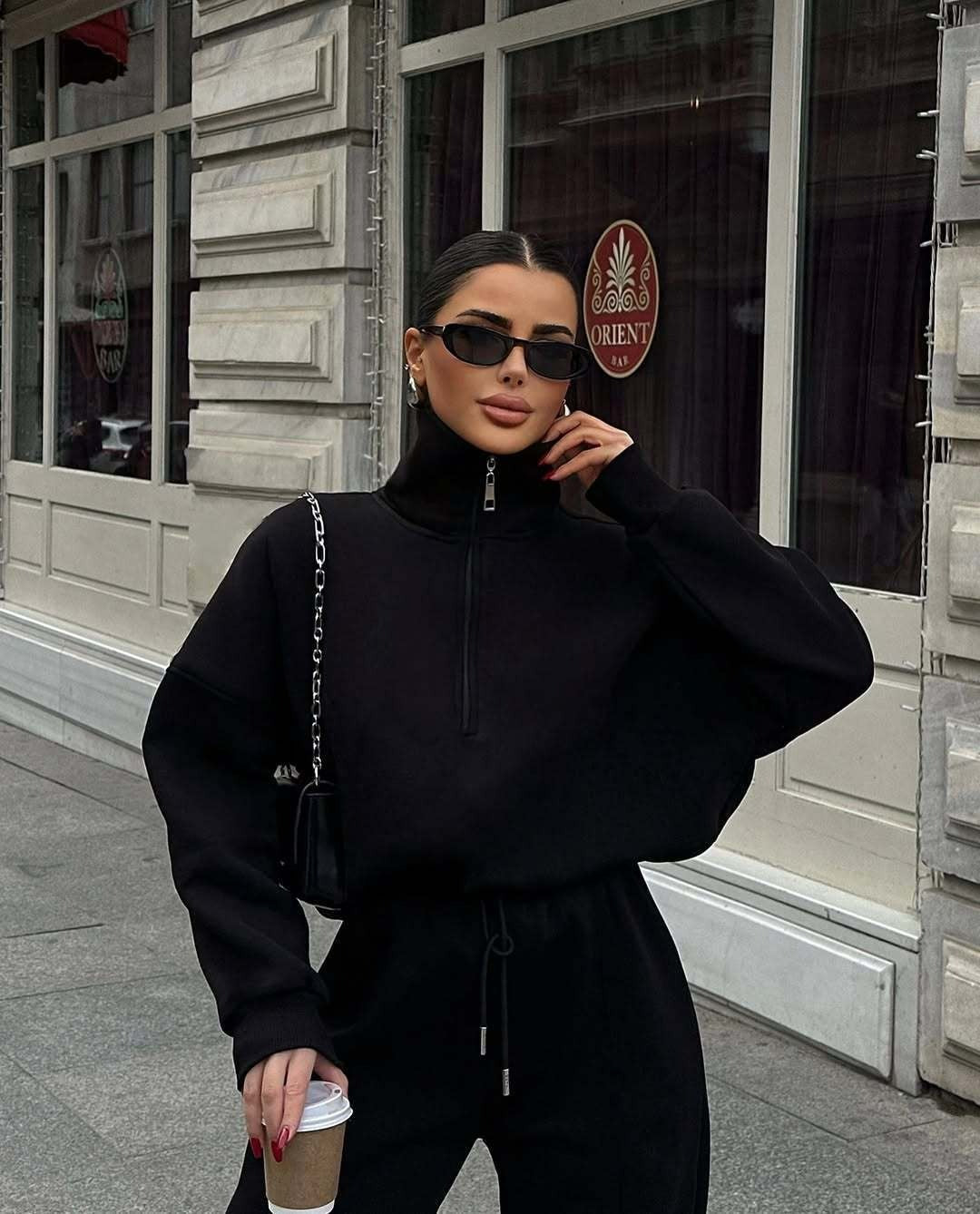 Mode Kapuzenpulli & Hose Set - Halbgeknöpft, Bequem & Oversized