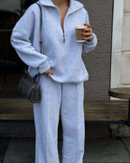 Mode Kapuzenpulli & Hose Set - Halbgeknöpft, Bequem & Oversized